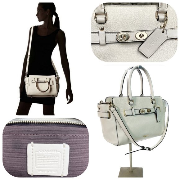 Coach Blake Carryall, Hand /Crossbody Bag Zip Satchel Pebbled Leather in Chalk - Picture 1 of 17